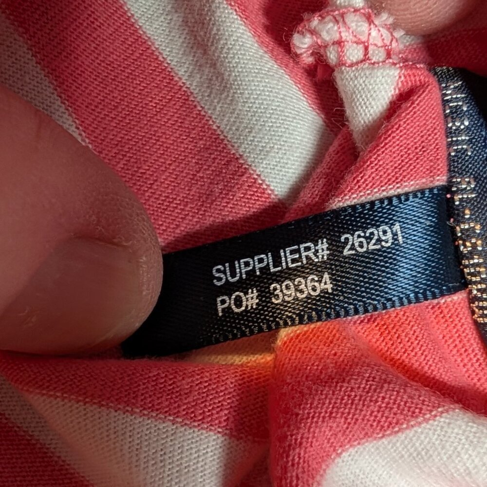 Ralph Lauren Sport T-Shirt Striped V-Neck with Logo Pink White Vintage Size XL - Picture 9 of 9